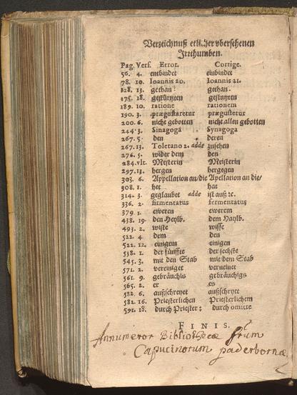 the errata list in the back of a book from 1616 (VD17 23:260807C).