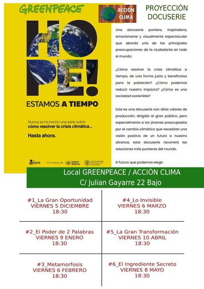 Cartel del ciclo de la docuserie Hope con fechas y lugar