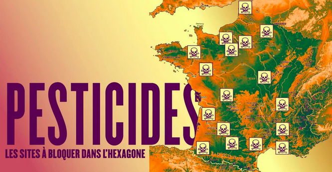 Titre "Pesticides - Les sites à bloquer dans l'hexagone"