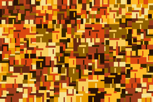 An artwork in orange and yellow shades, resembling a hillside town.
