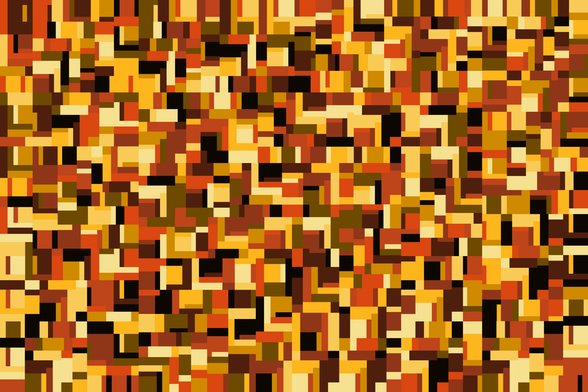 A picture in orange and yellow shades, using 10 different colours, very chaotic.