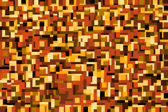A picture in orange and yellow shades, using 12 different colours, very chaotic.