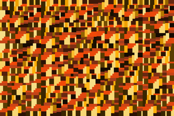 A picture in orange and yellow shades, rectangles are assigned colours based on their aspect ratio.