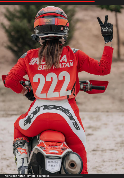 Israeli superstar in women's class off-road racer, Alona Ben Natan kitted out on #222, carrying a message shaped by resilience, loss and a belief that human connection can survive..

- https://www.ynetnews.com/sport/article/hybhs5dlwg