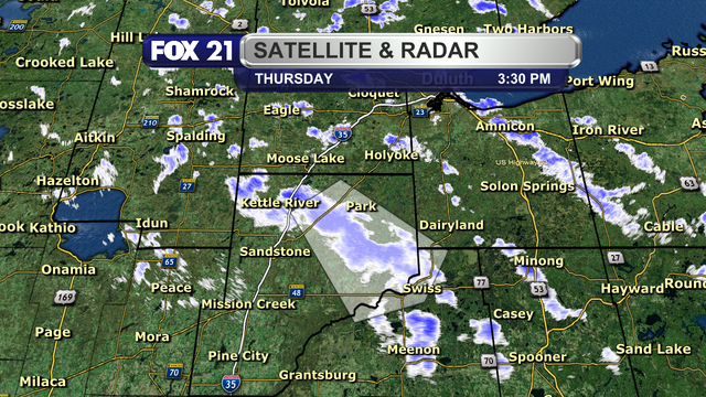A Snow Squall Warning is in effect through 4 p.m. on Thursday, November 27, 2025, for eastern Pine County, and northeast Burnett County.  A brief burst of heavy snowfall will reduce visibility and make roads difficult to travel on where it passes through.