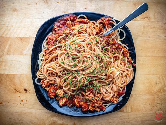 Photo of homemade spaghetti on a plate