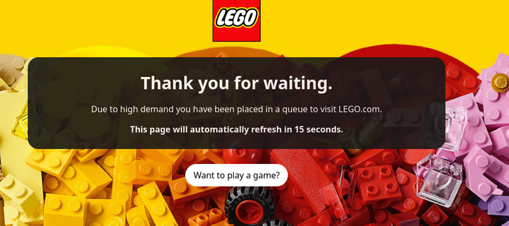 the lego website is backed up