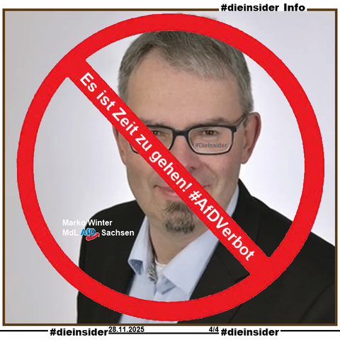 Als Info zeigen wir hier ein Bild von Marko Winter MdL der AfD Sachsen Kreisverband Mittelsachsen mit "Es ist Zeit zu gehen! AfD Verbot."