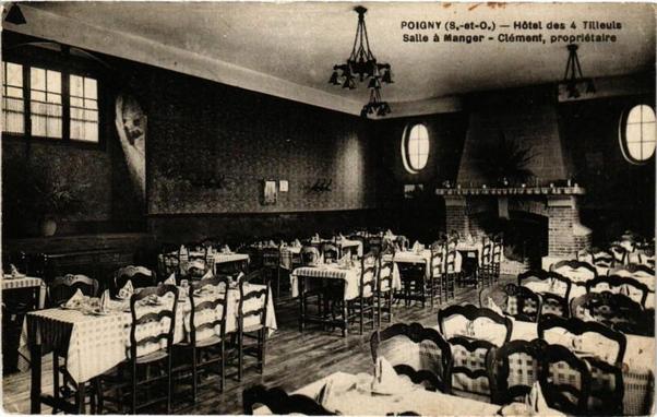 Poigny - Hoteldes 4 Trileurs - Salle a Manger - Clement... (#Yvelines)  #CartePostaleAncienne 👉 https://cartorum.fr/carte-postale/132547/poigny-hoteldes-4-trileurs-salle-a-manger-clement