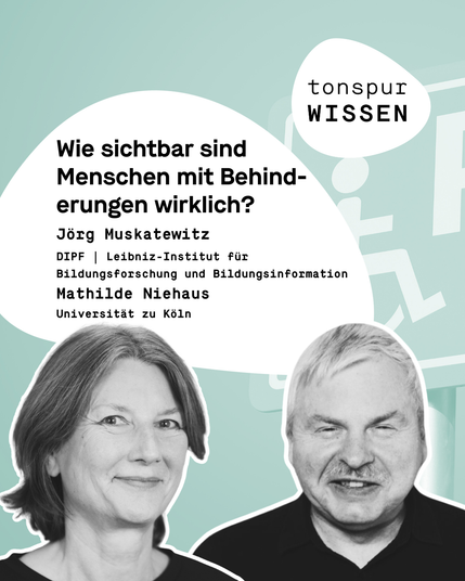Jörg Muskatewitz, Sprecher des Netzwerks für Inklusion und Teilhabe in der Leibniz-Gemeinschaft, und Mathilde Niehaus von der Uni Koeln im Podcast "Tonspur Wissen".