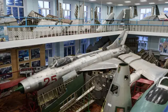 Scenes from inside the Kharkiv Aviation Institute in Kharkiv, Ukraine, fall 2025. (Serhii Korovayny / The Kyiv Independent)