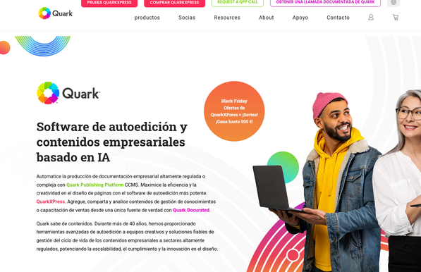 La página de QuarkXP, en el titular del pitch ya te mencionan "herramientas IA"