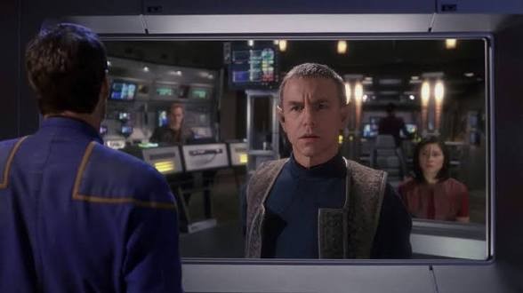 Archer talking to Trip and T’pol offspring on the view screen