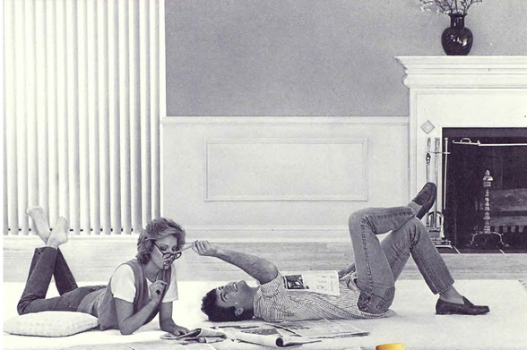 1985 A Glimpse Into Domestic Leisure

"Two people lounging in an elegantly styled room, suggesting a snapshot from daily life during mid-20th-century domestic tranquility."