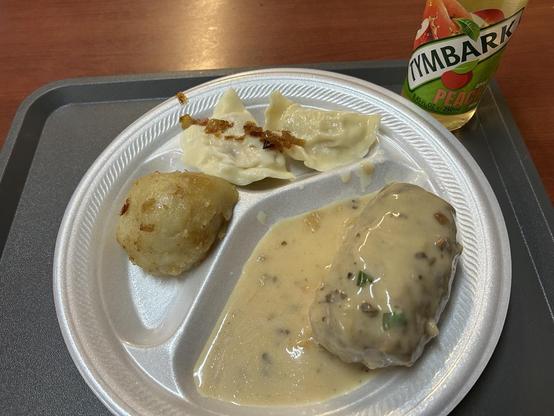 Meat-stuffed potato, pierogi, gawumpki
