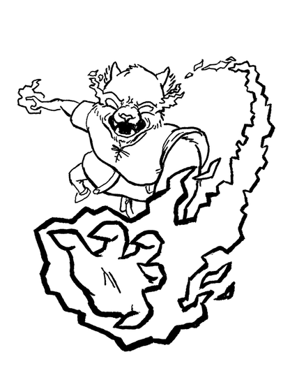 Line drawing of Viola, my anthropomorphic lioness character, leaping toward the viewer and slashing with the claws of her left hand.

Her hand is surrounded by a fiery magical effect, which leaves a trail that arcs back over her shoulder. Her eyes glow white and are surrounded with the same effect.

Her mouth is open wide, fangs on full display, as if she's roaring or screaming.

She wears a simple tunic, trousers, and shoes. The end of her belt is visible, hanging down below the edge of the tunic. A pouch is barely visible hanging from the belt.