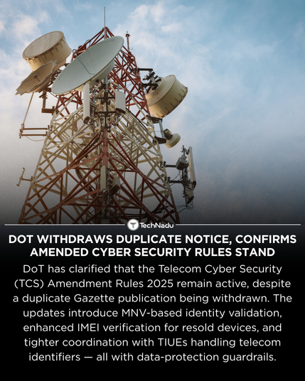 DoT withdraws duplicate notice, confirms amended cyber security rules stand