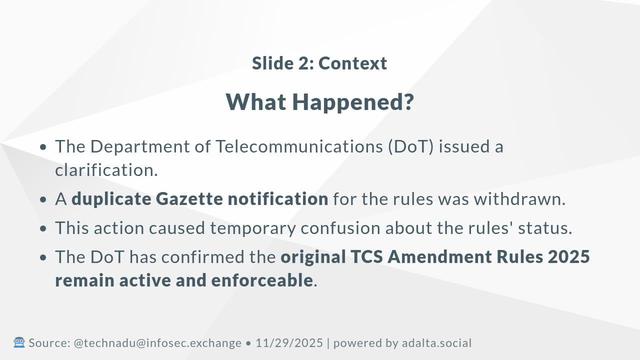 Telecom Security Rules Strengthened (Slide 2/4)