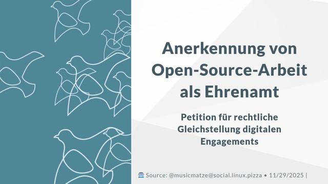 Anerkennung von Open-Source-Arbeit als Ehrenamt (Slide 1/4)