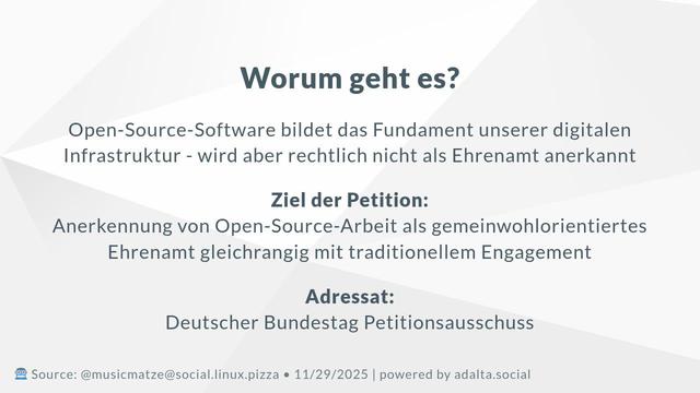 Anerkennung von Open-Source-Arbeit als Ehrenamt (Slide 2/4)