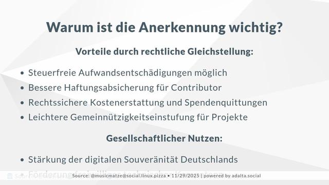 Anerkennung von Open-Source-Arbeit als Ehrenamt (Slide 4/4)