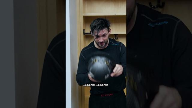 Kris Letang Gets Player of the Game Helmet