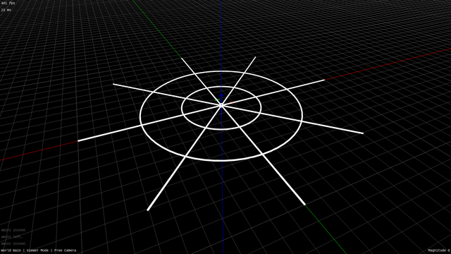 A circular pattern of 8 spokes and 2 rings in a 3D editor.