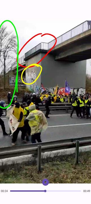 Screenshot des Videos mit farblich hervorgehoben Identifikationsmerkmalen.