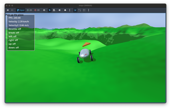 A screenshot of a game preview. A shiny car stands in a green landscape, you can see hills quite a way in the background.