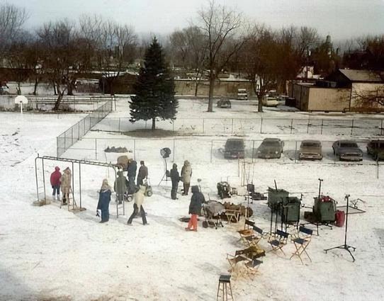 Filming the flag pole scene for A Christmas Story, St Catharines 1983
