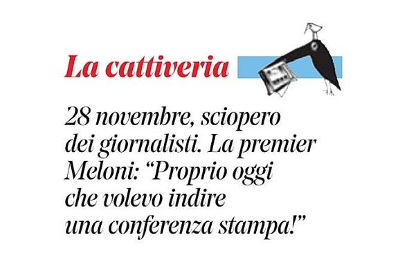 Ventotto novembre, sciopero dei giornalisti.
La premier Meloni: "Proprio oggi che volevo indire una conferenza stampa!".