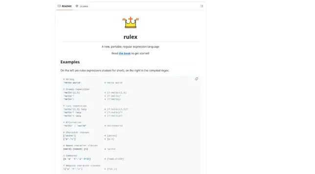 Rulex is a new, portable, regular expression language.