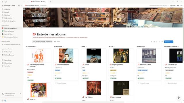 Avec les jaquettes des albums.