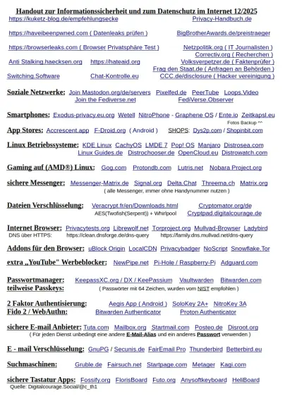 Meine IT Datenschutz Liste für alle !! 🔒  
Linux pro Windows no