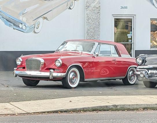 A Studebaker Gran Turismo Hawk, in red