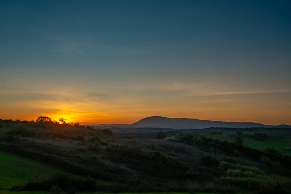serra de montejunto seen from a distant hill just after sunset