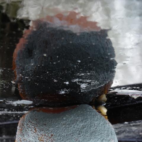 A timeline cleaner: the beauty of decay
Associations are desired; the choice of motif is not random.The reflection of a mandarin orange covered in grey mold on a wet, black glass plate looks like an abstract work of art.