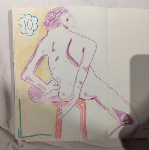 Drawing of a naked male art model