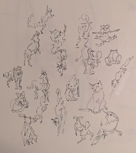 Black Fineliner on paper

Various loose sketches of people