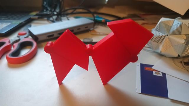 Four polygons assembled into a 2D model that looks a little bit like a buffalo.