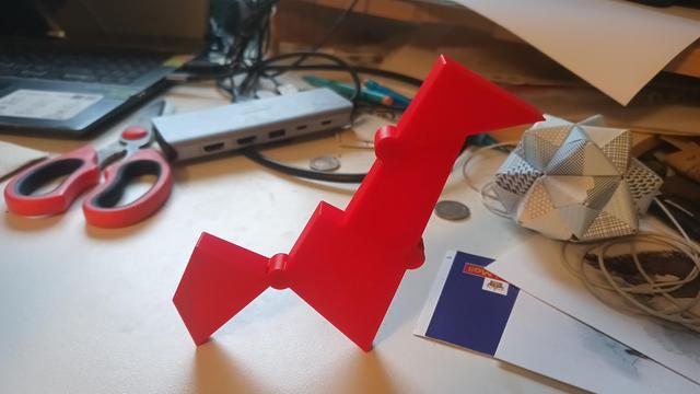 Four polygons assembled into a 2D model that looks a little bit like a llama.