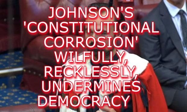 JOHNSON'S 'CONSTITUTIONAL CORROSION' WILFULLY, RECKLESSLY, UNDERMINES DEMOCRACY - Evgeny Lebedev during his introduction in the House of Lords after being nominated for a life peerage. Photo PRU AFP Getty