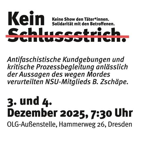 Werbung für die Kundgebung am 3. & 4. Dezember vor dem OLG ab 7:30 Uhr