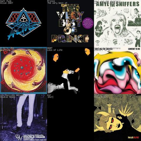 A grid of the covers of the nine albums that I've listened to the most this last month.