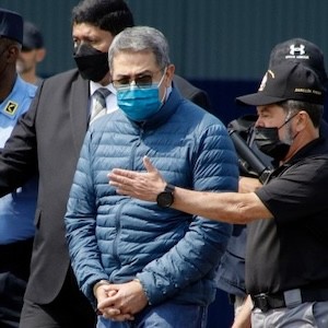 Juan Orlando Hernandez, under arrest