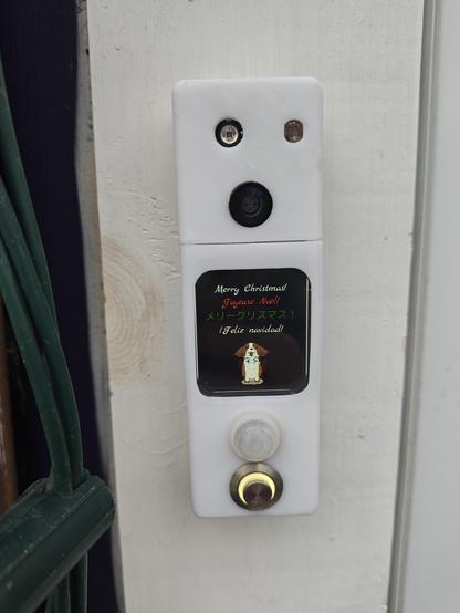 Smart doorbell with screen, sensors and animated corgi