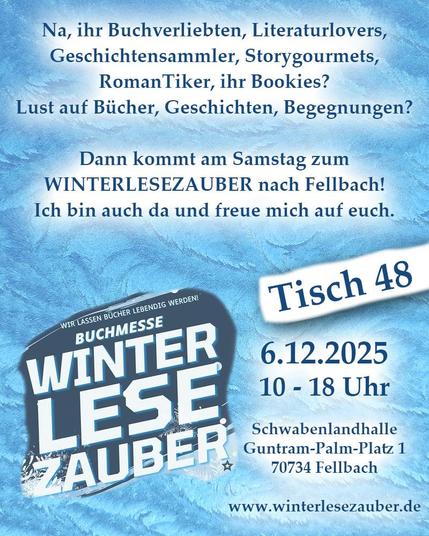 Auf blauem Hintergrund mit Eisblumen steht in verschiedenen Schriften der Text des begleitenden Posts.