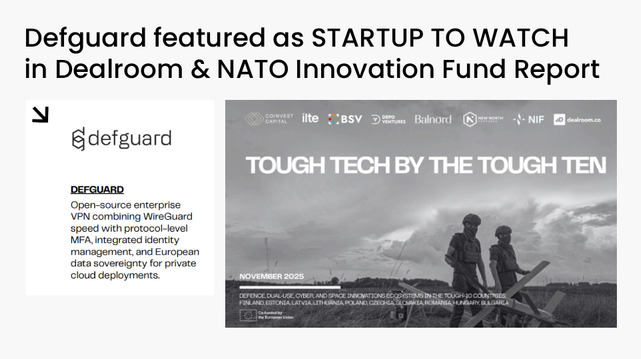 Defguard featured as STARTUP TO WATCH in Dealroom & NATO Innovation Fund Report TOUGH TECH BY THE TOUGH TEN
