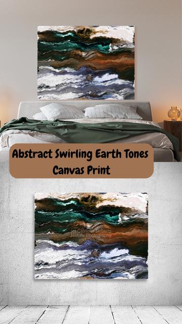 Slide for my latest You Tube channel – 

presenting a Canvas Print on a wall above  bed and below on an exhibition wall featuring the design 

-Abstract Swirling Earth Tones’.

Originally a hand painted abstract acrylic laterally digitally manipulated using various means ( including creative filters within Canva.com) enabled this contemporary piece of abstract art to emerge). 

Features abstract patterns mimicking geological formations with swirling earth tones and vibrant teal waves.

The textured layers create an illusion of depth. 

Great for adding some abstract creativity to your life.

Mockups for Canvas Prints from my pictorem.com store while all other mockups created in Placeit.net for inspiration only with accurate design placement on products in my online stores. 

Click bio links to discover more.

I combined all elements to create this video ( including AI Background Remover, layering, text and animation options) using the video editor in canva.com 

Music from You Tube Library.

Click link on the main post to view the video.