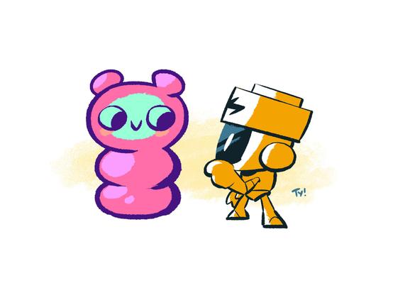 Cartoony illustration: The protagonists of the mentioned games aren’t sure what to make of each other.